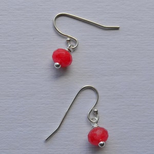 Petite Pink Jade Earrings image 3