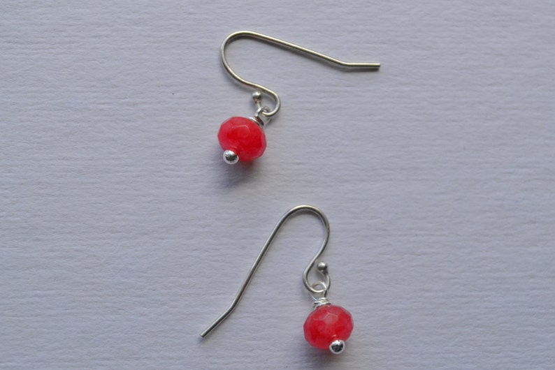 Petite Pink Jade Earrings image 3