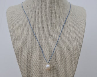 Pearl Cord Pendant Necklace - Blue shown