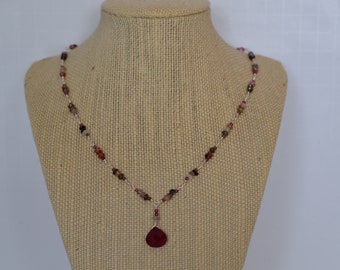 Tourmaline, Garnet and Jade Necklace