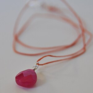 Pink Jade and Orange Irish Cord Necklace image 2