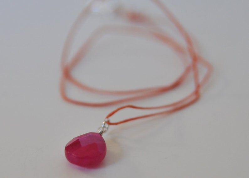 Pink Jade and Orange Irish Cord Necklace image 2