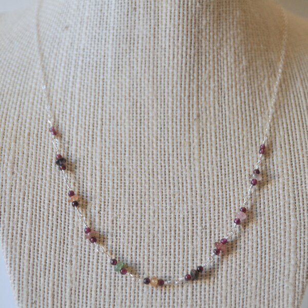 Tourmaline and Garnet Sterling Silver Necklace