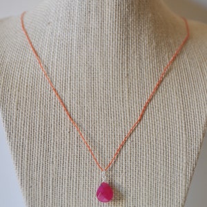 Pink Jade and Orange Irish Cord Necklace image 1