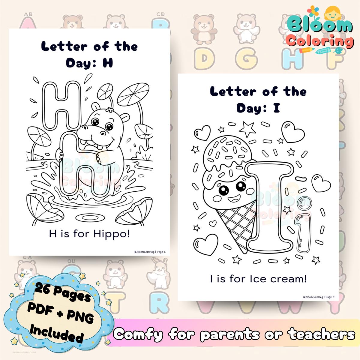 Alphabet Coloring Pages for Kids | A to Z Printable Letters Activity ...