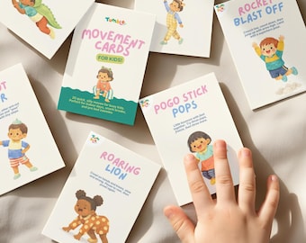 25 schede di movimento per bambini, attività motorie grossolane per giochi attivi al chiuso, pausa per la mente, senza schermo, per bambini in età prescolare, scuola materna, PDF stampabile