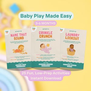 Cartes d'activités pour bébé de 3 à 6 mois | Idées de jeux Montessori pour bébé | Activités marquantes imprimables | Téléchargement instantané | Jeu de culbutage