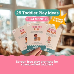 25 tarjetas de actividades para niños pequeños (18-24 meses) / Ideas de juego Montessori (Descarga digital)