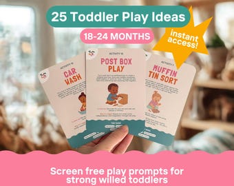 幼児向けアクティビティカード25枚（18～24ヶ月）｜モンテッソーリ遊びのアイデア（デジタルダウンロード）