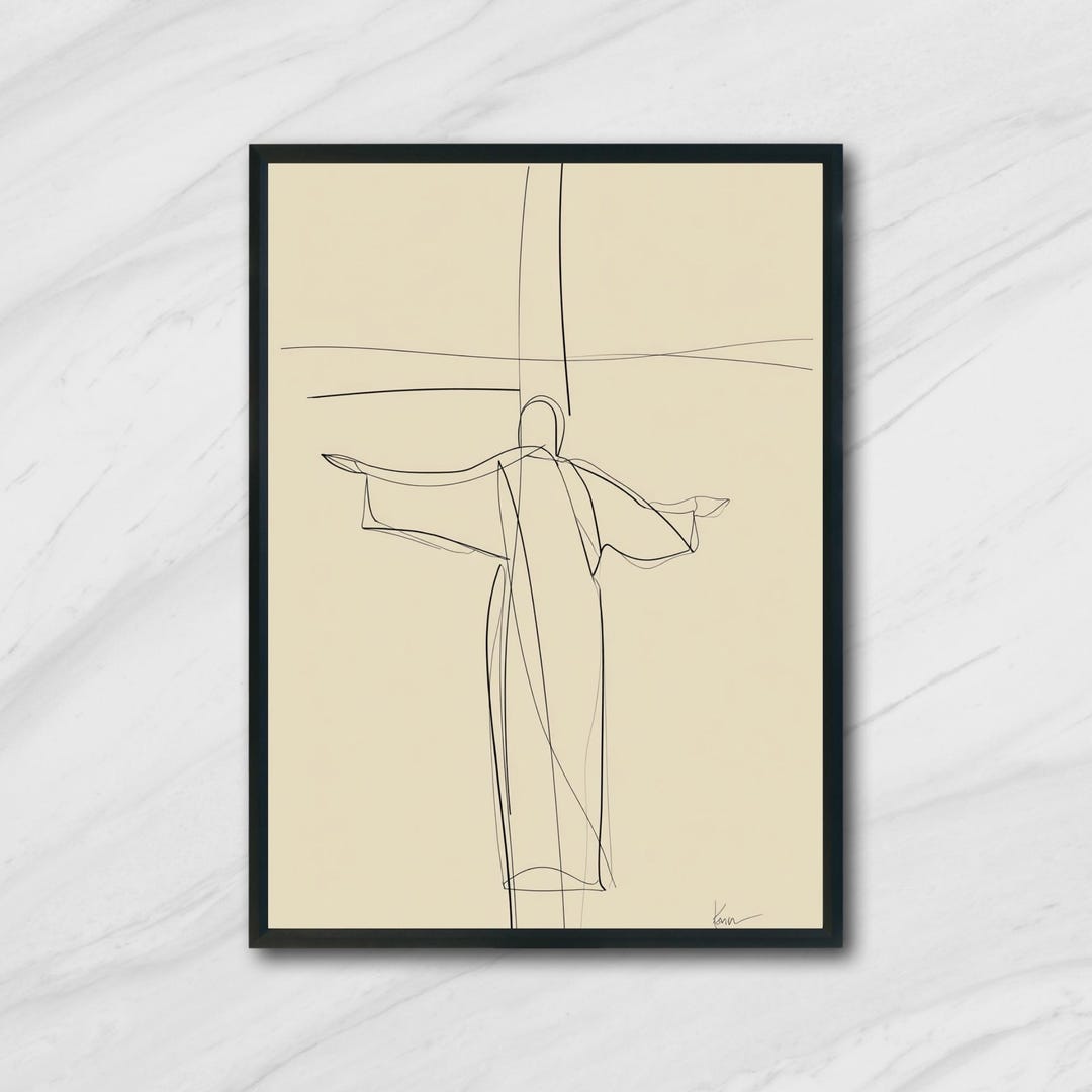 Minimalist Jesus Christ Line Art Print Digital Wall Art Christian ...