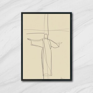 Minimalist Jesus Christ Line Art Print Digital Wall Art Christian Religious Drawing Modern Faith Home Decor Illustration