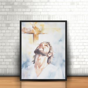 Jesus Christ Digital Watercolor Wall Art | Christian Printable Poster | Spiritual Religious Artwork Gift