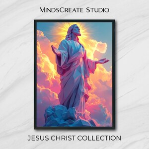 Jesus Christ Digital Wall Art | Radiant Savior Christian Printable | Inspirational Religious Home Decor | Faith-Based Spiritual Artwork