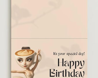 Ballerina Cappuccina Printable Birthday Card | Italian Brainrot | AI Meme Birthday Card |  5 X 7 | Digital Download PDF | Print at Home