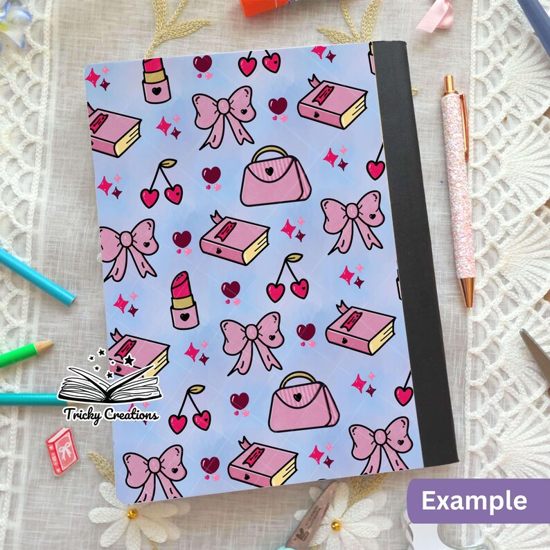 Printable Composition Notebook Cover Cute Kawaii Aesthetic Girly ...