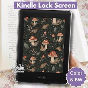 Skurril Pilz Kindle Lock Screen Dunkler Wald EPUB Wallpaper Herbst Cottagecore ereader Pilz kindle Tapete dunkel Cottagecore Stil