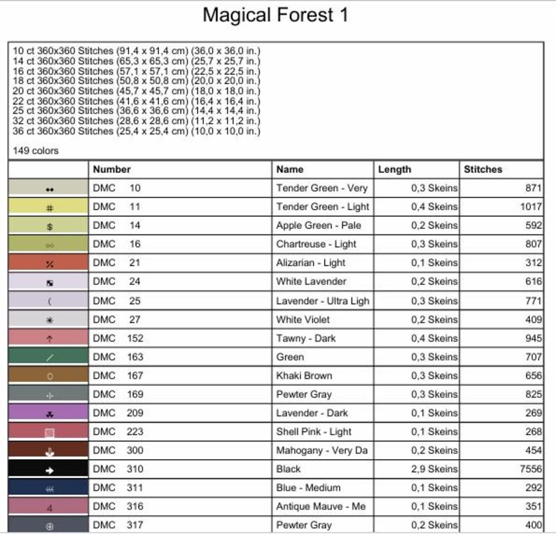 Enchanted Forest Cross Stitch Pattern Magical Woodland Fantasy Forest ...