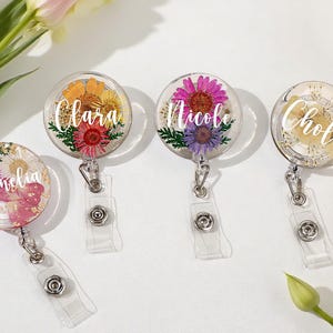 Custom Reels Badge Reel,Real Flower Badge Reel,Resin Reel Gift For Friend/Mothers/Christmas,Floral Badge Reel,Gift For Nurse/Doctor