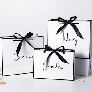 Personalized Name Gift Bags, Birthday Gift Bags, Bachelorette Party Bag, Ribbon Tie Rope Gift Bags, Welcome Gift Bags, Elegant Gift Bag