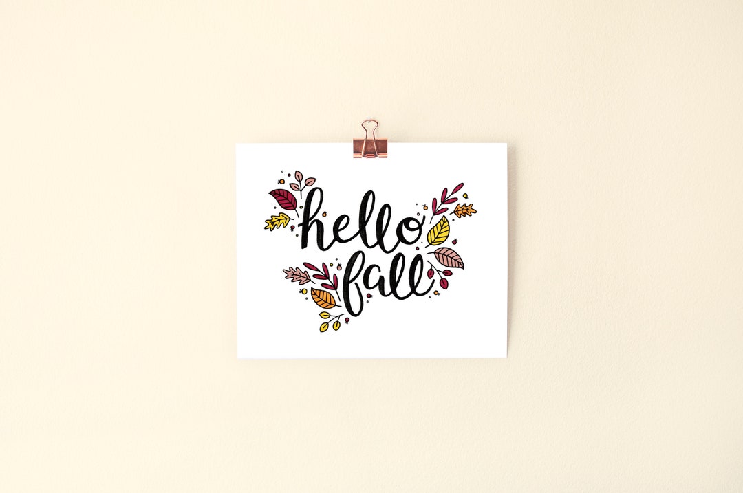 8x10 Hello Fall Print | Hand Lettering - Etsy