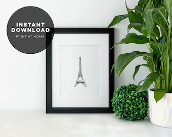 Paris Wandkunst | Sofort Download | Eiffelturm | Druckbar | Digitaler Download | Strichzeichnung | Minimalistisch | Reisedruck Frankreich