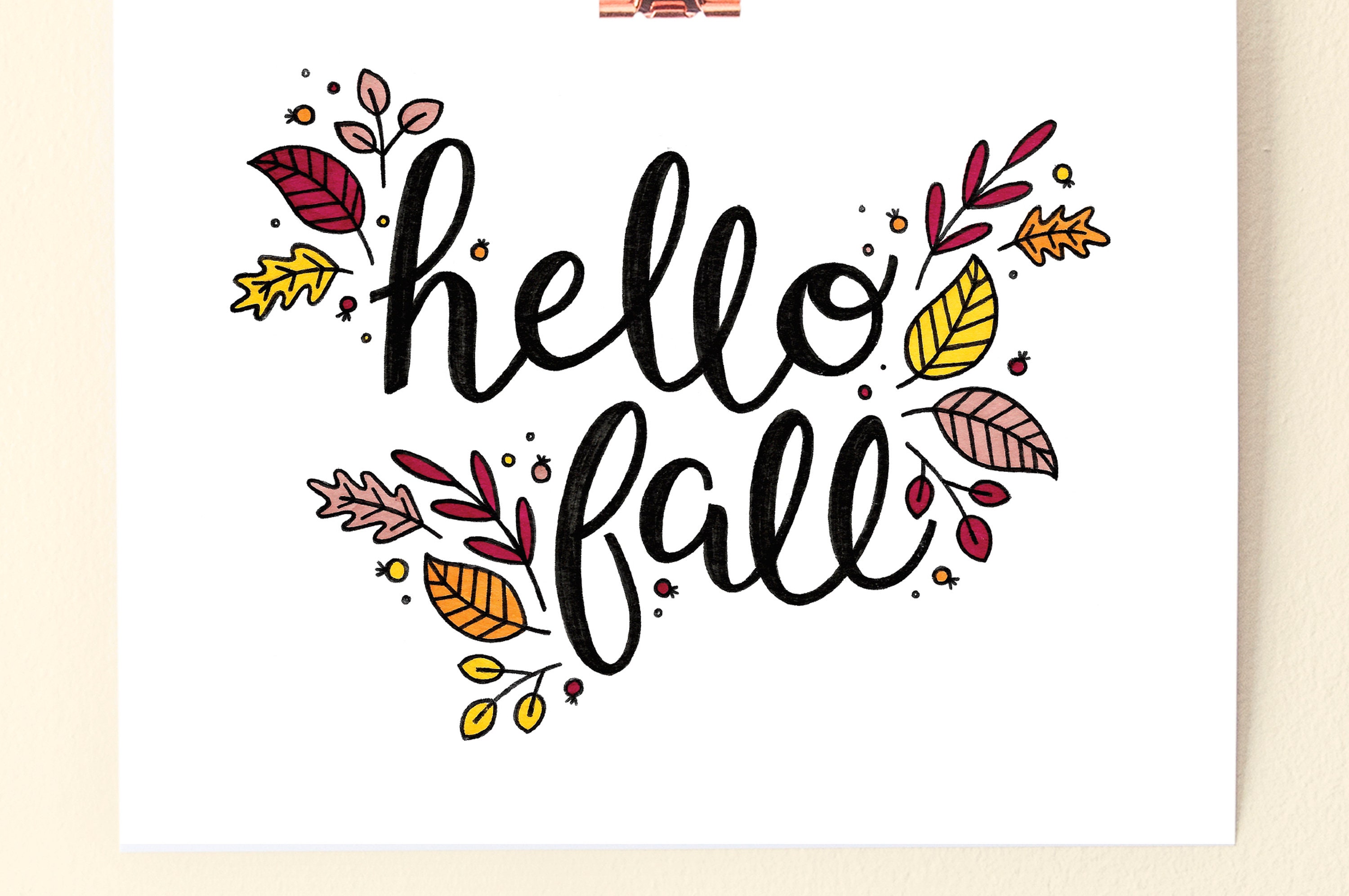 Hello Fall Hand Lettering 8x10 Hello Fall Print | Hand Lettering - Etsy