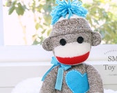 Sock Monkey Doll - Personalized Handmade Custom Doll