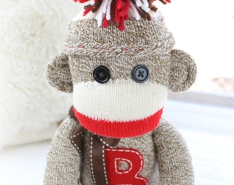 Children's Personalized Classic Traditional Sock Monkey Doll, More Colors Available
