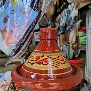 Traditional Moroccan Terracotta Tagine – Handmade & Hand Painted – Moroccan Artisanal Tableware
