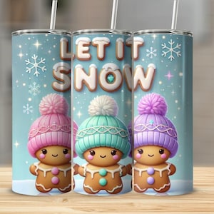 Gingerbread Tumbler PNG: Christmas Cookie Clipart, Winter Sublimation Design (2790x2460 Digital Download)