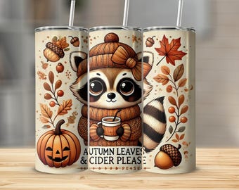 Autumn Raccoon PNG: Fall Leaves, Pumpkin & Cider Digital Art (2790x2460px)