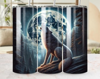 Full Moon Wolf Howling PNG: Wildlife Forest Digital Art (Digital Download)