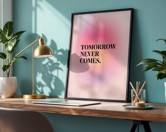 Impresión digital con cita motivacional minimalista en degradado
