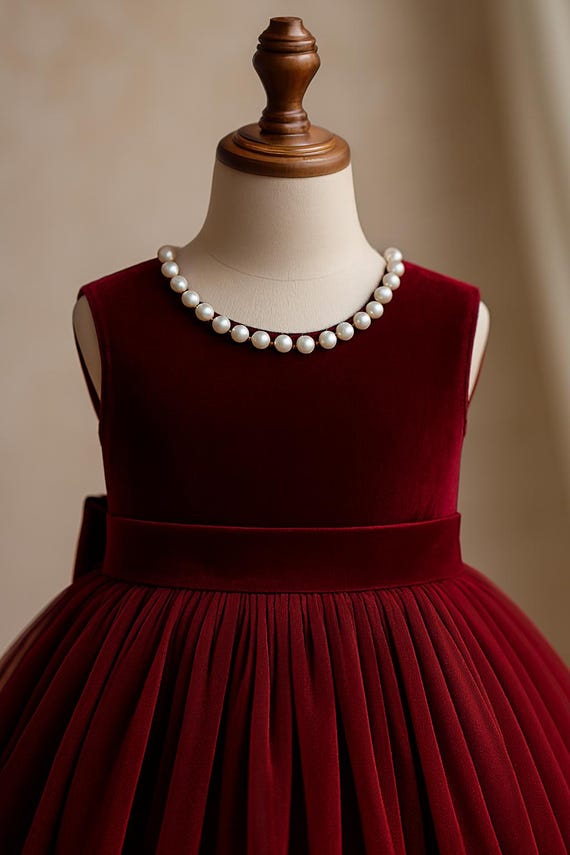 Burgundy Velvet & Tulle Flower Girl Dress With Pearl Detail | Elegant Winter Wedding Toddler/junior Bridesmaid Gown | Holiday Christmas - Etsy Burgundy Velvet & Tulle Flower Girl Dress With Pearl Detail | Elegant Winter Wedding Toddler/junior Bridesmaid Gown | Holiday Christmas - Etsy
