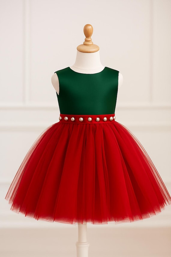 Christmas Flower Baby Girl Dress With Pearl Belt | Red Green Tulle Holiday Party Gown | Sleeveless Toddler Birthday Bridesmaid Junior Dress - Etsy Israel Christmas Flower Baby Girl Dress With Pearl Belt | Red Green Tulle Holiday Party Gown | Sleeveless Toddler Birthday Bridesmaid Junior Dress - Etsy Israel
