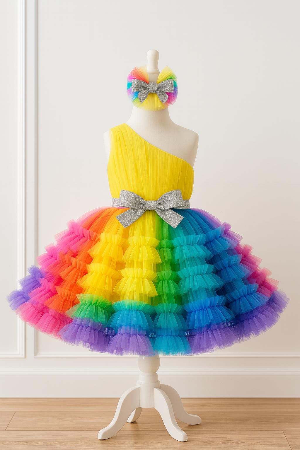 FYMNSI Set Compleanno Neonata 1 Anno: Tuta Maniche Corte + Gonna Tulle + Fascia Fiore – Abito Da Principessa Per Cake Smash