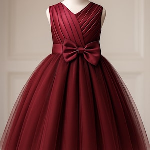 burgundy dress 0 3 months Baby Solange Dress Set in Burgundy Tulle 6-9M main image 1