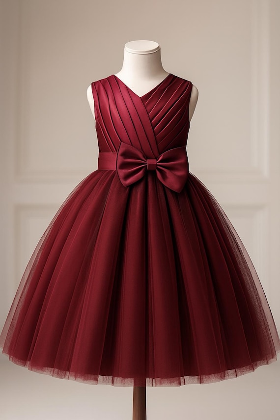 Burgundy Flower Girl Dress, Tulle Junior Bridesmaid Gown, Wine Red Toddler  Wedding Party Dress, Fall Holiday Photoshoot Dress, - Etsy Israel