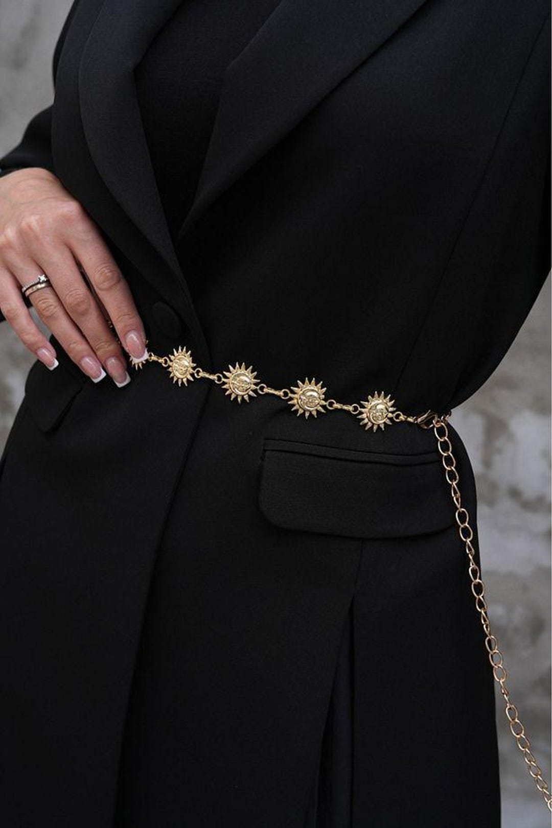 Gold Sun Charm Chain Belt: Boho Waist Accessory - Etsy