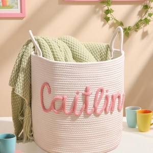 Handmade Name Basket, Personalized Baby Shower Gift Basket, Home Storage Basket, Toy Basket, Toy Organizer, Newborn Gift, Baby Name Gift