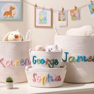 Personalized Baby Basket, Baby Shower Gift Basket, Rope Cotton Baby Gift Basket, Handmade Baby Gift Basket, Storage Basket, Newborn Gift