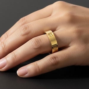 Gold Plated Screw Motif Ring, Unisex Band, Minimalist Jewelry