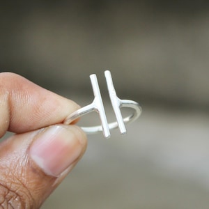 Sterling Silver Parallel Bar Ring: Modern Minimalist Jewelry