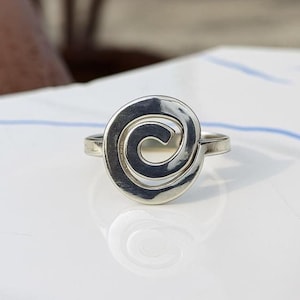Handmade Sterling Silver Swirl Ring: Abstract Spiral Jewelry