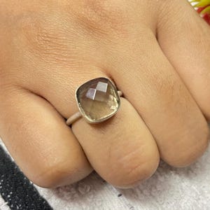 Handmade Smoky Quartz Ring: Faceted 925 Sterling Silver Boho Ring