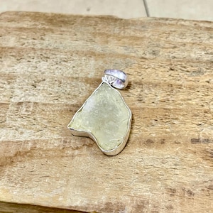 Libyan Desert Glass Sterling Silver Pendant: Ethnic Tektite Necklace