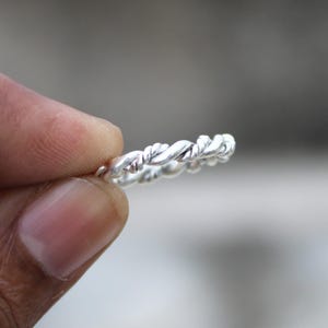 Sterling Silver Twisted Rope Ring: Minimalist Stackable Band