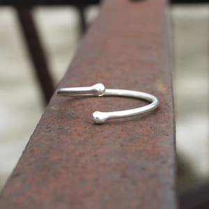 Sterling Silver Water Drop Ring: Minimalist Adjustable Stacking Ring