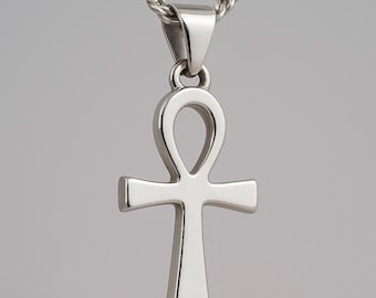 Sterling Silver Ankh Pendant Necklace: Egyptian Cross of Life Jewelry
