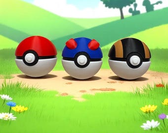 Clicker Poké Ball Set – 3D Printed Fidget Toys (Set of 3) | Pokeball Clicker Gift | Gamer Desk Toy | Stress Relief for Kids and Adults